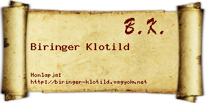 Biringer Klotild névjegykártya